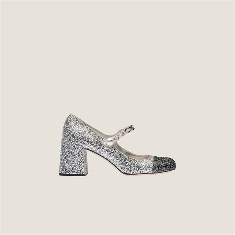 miu miu glitter pumps price|Silver/slate Glitter Pumps .